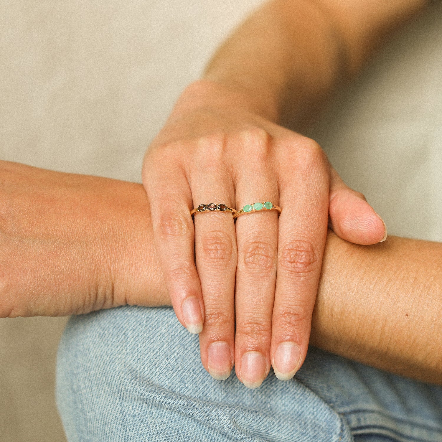 Trio Smoky Ring | 14K Gold